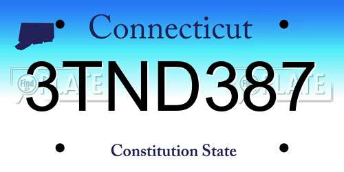 3TND387 Connecticut License Plate