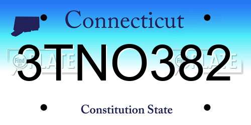3TNO382 Connecticut License Plate