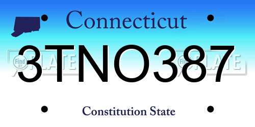 3TNO387 Connecticut License Plate