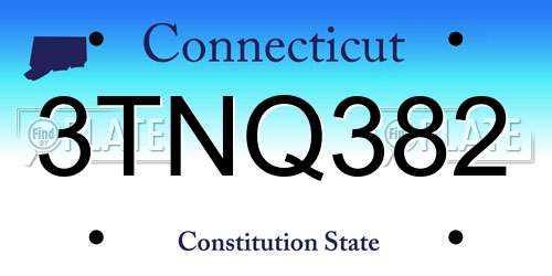 3TNQ382 Connecticut License Plate