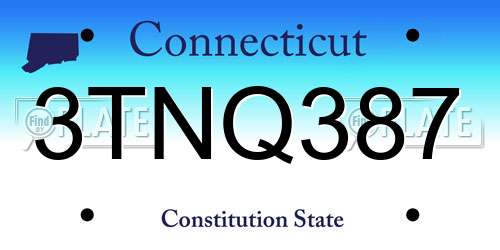 3TNQ387 Connecticut License Plate