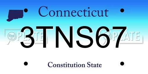 3TNS67 Connecticut License Plate