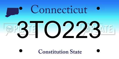 3TO223 Connecticut License Plate