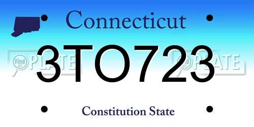 3TO723 Connecticut License Plate