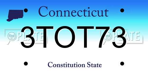 3TOT73 Connecticut License Plate