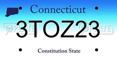 3TOZ23 Connecticut License Plate