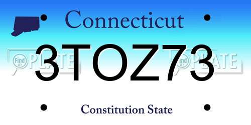 3TOZ73 Connecticut License Plate