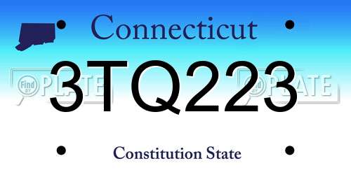 3TQ223 Connecticut License Plate