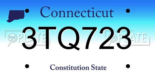 3TQ723 Connecticut License Plate