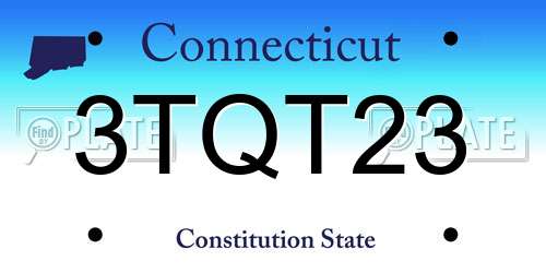 3TQT23 Connecticut License Plate