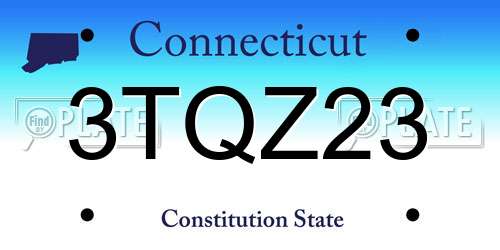 3TQZ23 Connecticut License Plate