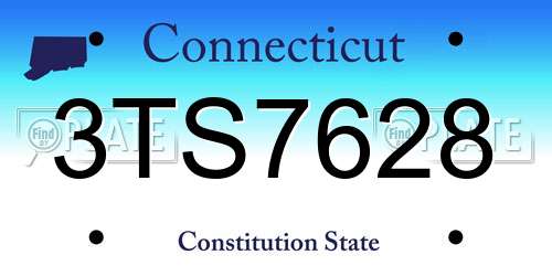3TS7628 Connecticut License Plate