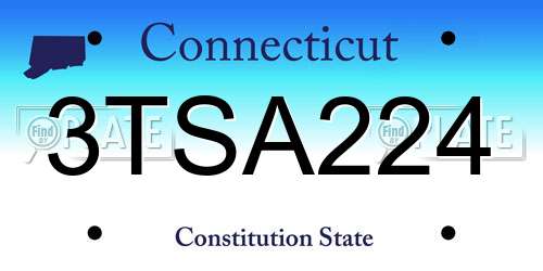 3TSA224 Connecticut License Plate