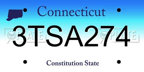 3TSA274 Connecticut License Plate