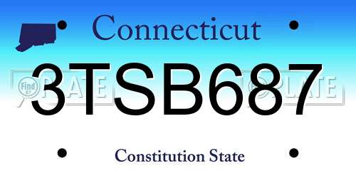 3TSB687 Connecticut License Plate