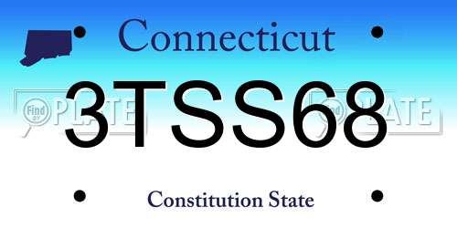 3TSS68 Connecticut License Plate