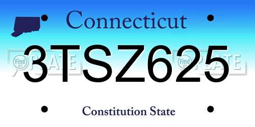 3TSZ625 Connecticut License Plate