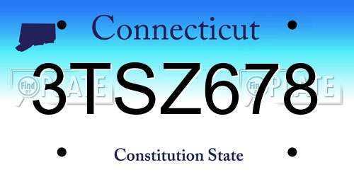 3TSZ678 Connecticut License Plate