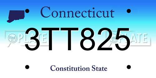 3TT825 Connecticut License Plate