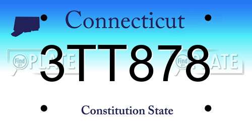 3TT878 Connecticut License Plate