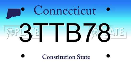 3TTB78 Connecticut License Plate