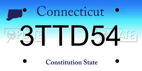 3TTD54 Connecticut License Plate