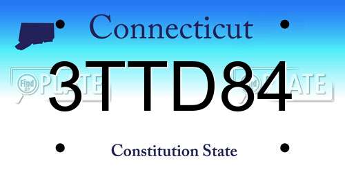 3TTD84 Connecticut License Plate