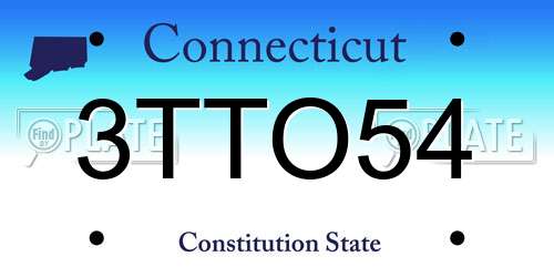 3TTO54 Connecticut License Plate