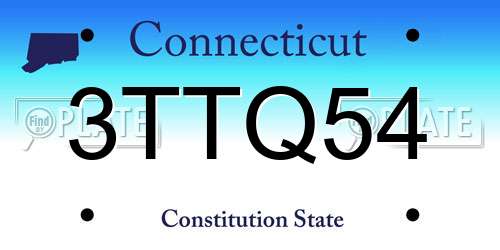 3TTQ54 Connecticut License Plate
