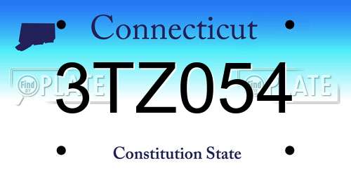 3TZ054 Connecticut License Plate