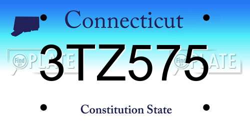 3TZ575 Connecticut License Plate
