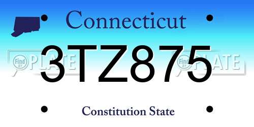3TZ875 Connecticut License Plate