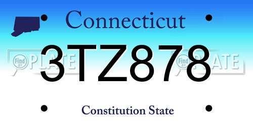 3TZ878 Connecticut License Plate