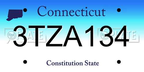 3TZA134 Connecticut License Plate