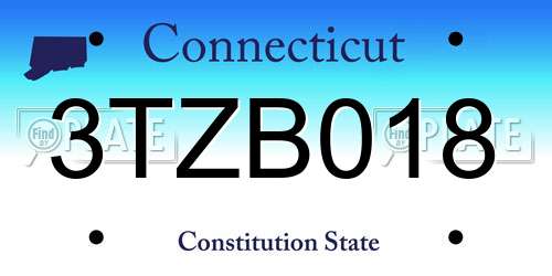 3TZB018 Connecticut License Plate