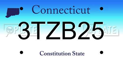 3TZB25 Connecticut License Plate