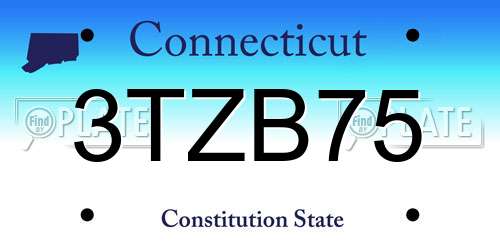 3TZB75 Connecticut License Plate