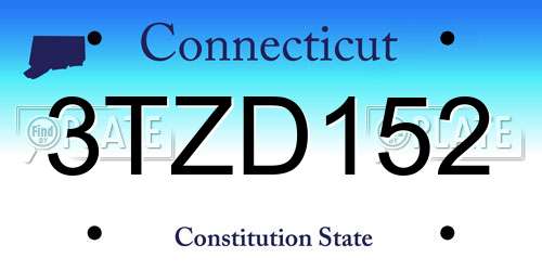 3TZD152 Connecticut License Plate