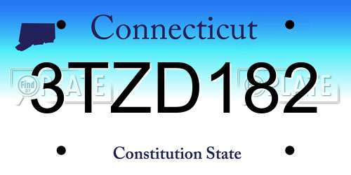 3TZD182 Connecticut License Plate