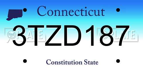 3TZD187 Connecticut License Plate