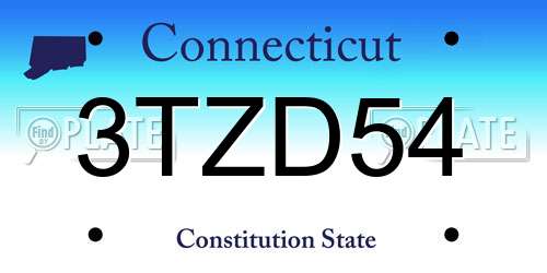 3TZD54 Connecticut License Plate