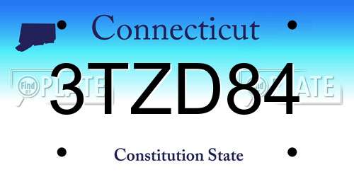 3TZD84 Connecticut License Plate