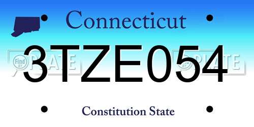 3TZE054 Connecticut License Plate