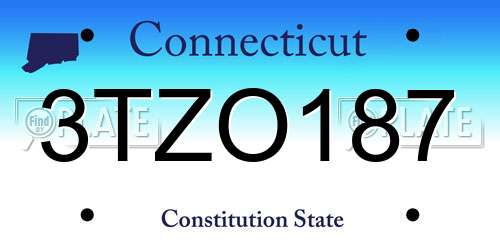 3TZO187 Connecticut License Plate