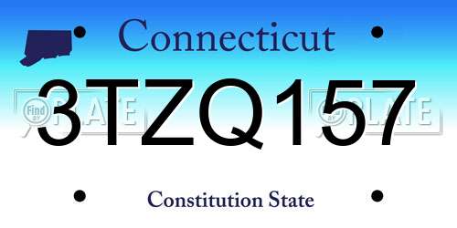 3TZQ157 Connecticut License Plate