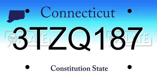 3TZQ187 Connecticut License Plate