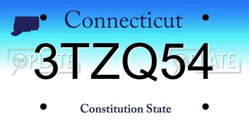 3TZQ54 Connecticut License Plate