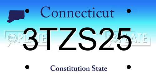 3TZS25 Connecticut License Plate