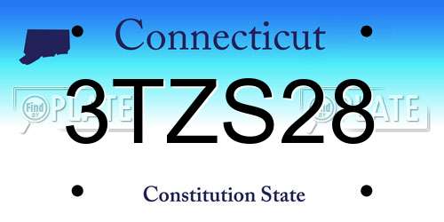 3TZS28 Connecticut License Plate