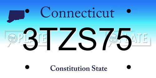 3TZS75 Connecticut License Plate